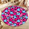 Colorful Heart Pattern Rug for Playrooms and Bedrooms Round Carpet for Home Sofa Bedroom, Gift