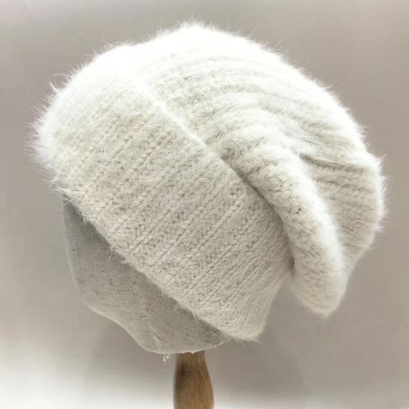 Luxury Rabbit Fur Knit Hat For Women Winter Beanie Soft Thermal Fleece Lining Windproof Cold Weather Accessory Keep Warm New