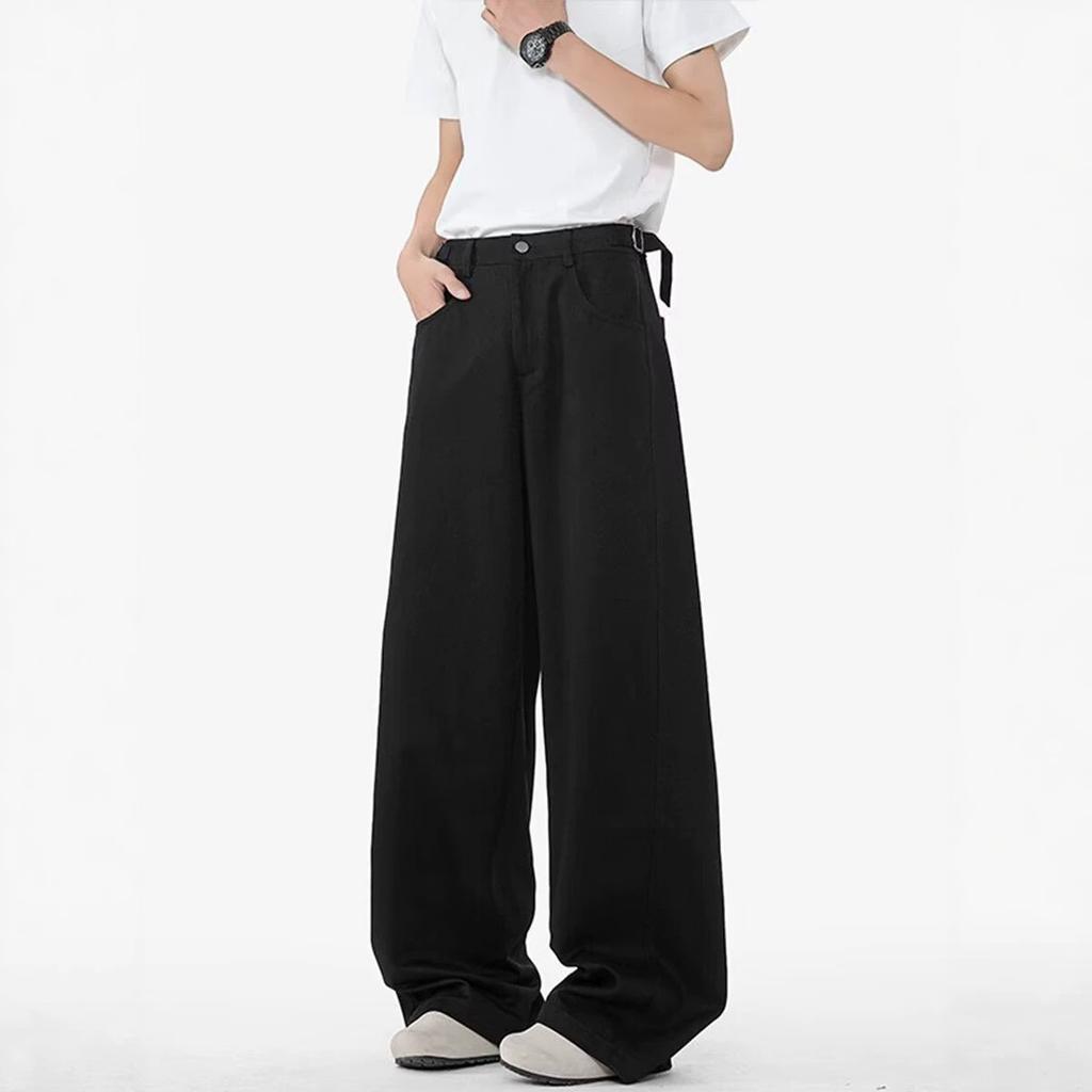 Apricot casual pants men's summer retro straight-leg suit pants cleanfit trendy brand versatile wide-leg trousers