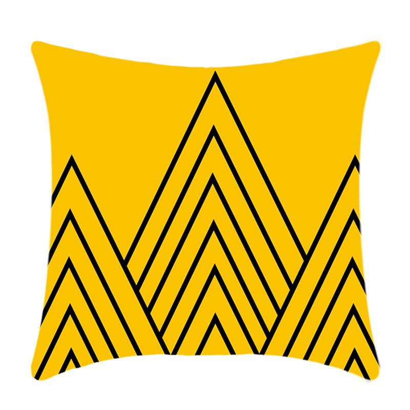 

New Yellow Geometric Pillowcase Nordic Living Room Sofa Solid Color Plush Pillow Cover Single-sided 45x45cm