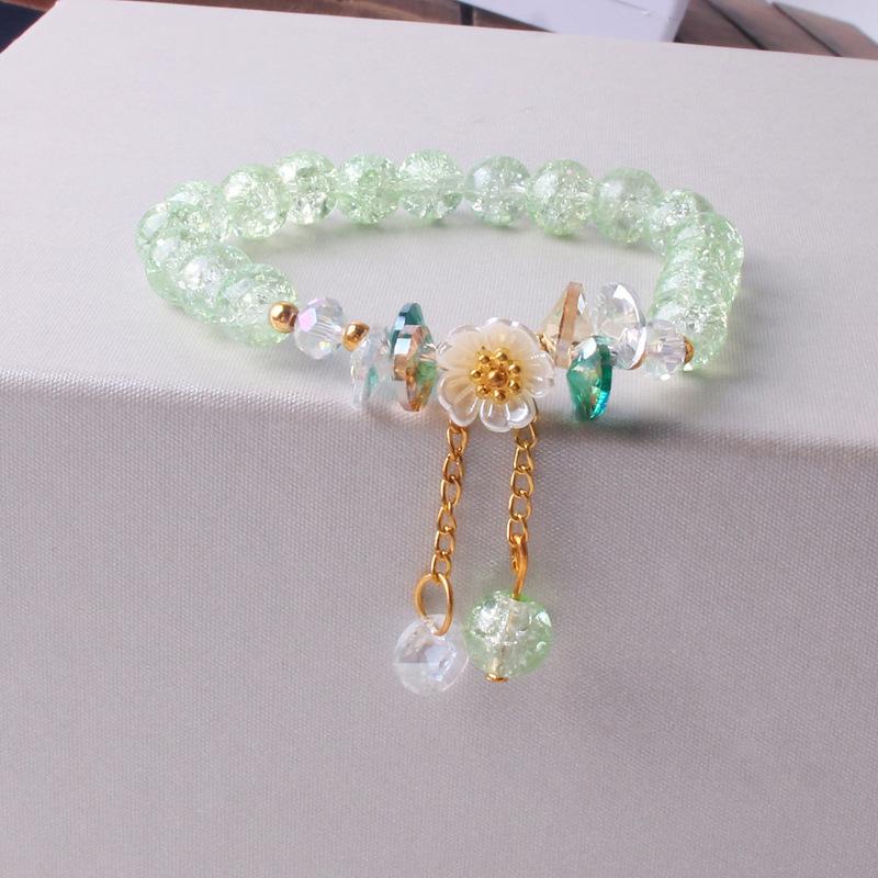 Korean New Luxury Crystal Flower Cubic Zirconia Pendant Bracelet Women Round Butterfly Shiny Rhinestone Bangle Jewelry