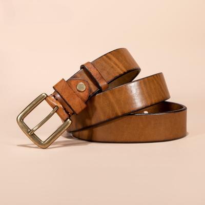 Boucle en Cuivre Rétro Ceinture en Cuir de Vache Première Couche Faite à la Main Ceinture pour Homme Ceinture en Cuir pour Pantalon Décontracté