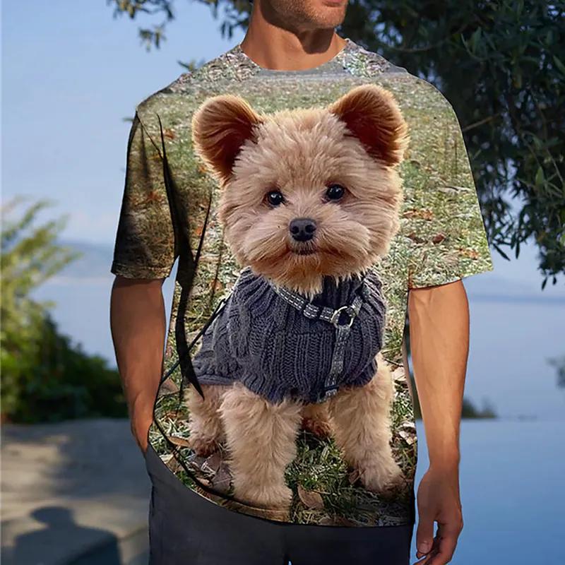 Men's Tee Fun Clothing Harajuku Cat T-shirt Animal Top Male Street Summer Casual Short Sleeve Pullover O-neck Oversized Clothes