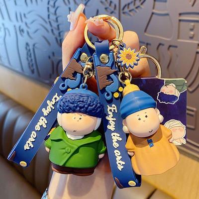 Creative Chic Car Key Chain Women Lovely Car Keychain Pendant Cartoon Car Ornament Birthday Gift