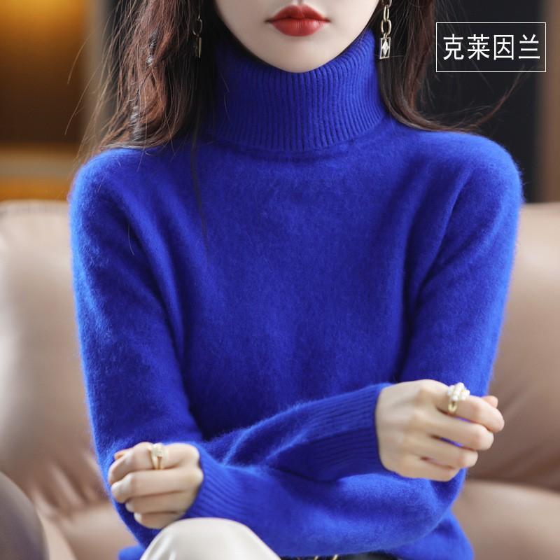 Womens Turtleneck Knit Sweater Loose Fit Thick Warm Base Layer Winter Cashmere Blend Pullover