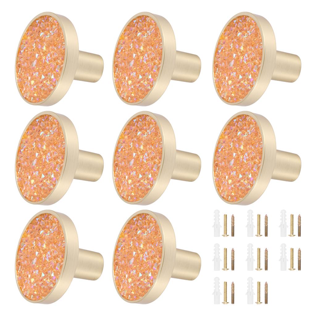 8Pcs Round Door Knobs Single Hole Handle Zinc Alloy Cabinet Knobs Cupboard Door Handles with Screws for Drawer, Wardrobe