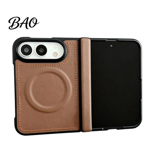 Magnetic Ring Protective Shell Case for IPhone 18, Faux Leather Phone Cover with Hinge Precise Fit Protection, Full Body Shockproof 18 Fold Protection