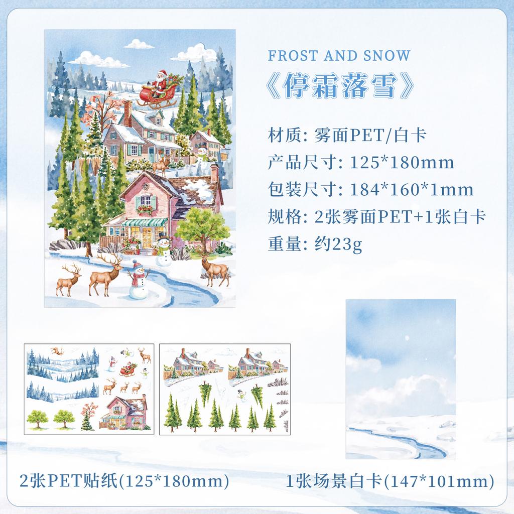 3 Pcs Four Seasons Scenery PET Die Cut Sticker Pack Handmade Scrapbook Diary Stickers Decorative Aesthetic Stationery Supplies