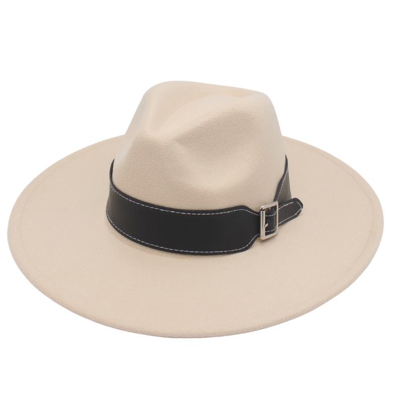 New Black Belt, Large Brim, High-End Clothing With Wholesale Men'S And Women'S Felt Woolen Top Hats