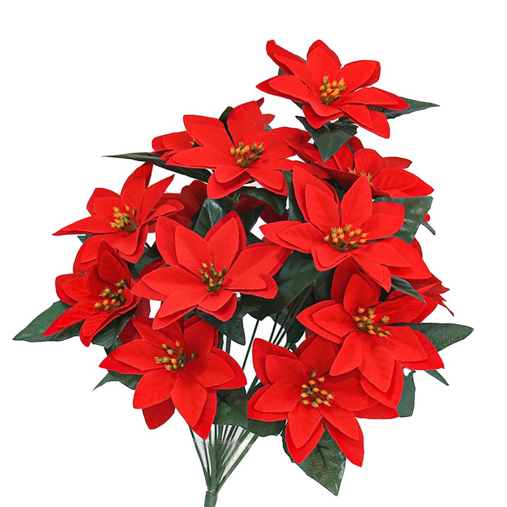 Artificial Xmas Flowers Vibrant and Lifelike Artificial Poinsettia Bushes for Kitchen Home Office Bedroom