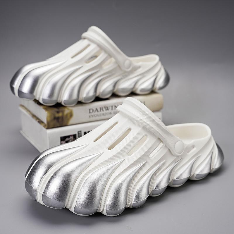 

Модные мягкие тапочки EVA 2024 года, новые летние крутые нескользящие сандалии на толстой подошве, дышащая пляжная повседневная обувь, износостойкая 40-41 белый