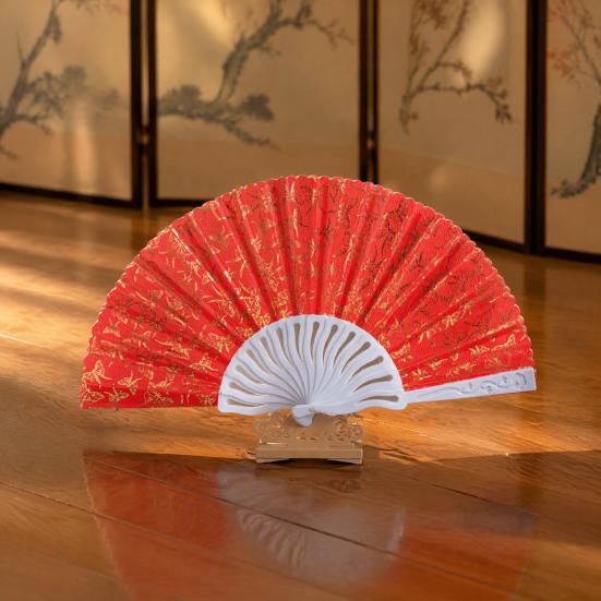 Compact Portable Fans Chinese Style Butterfly Folding Fan, Plastic Ribs Decorative Handheld Hand Held Summer Cooling Party Favors for Men Women