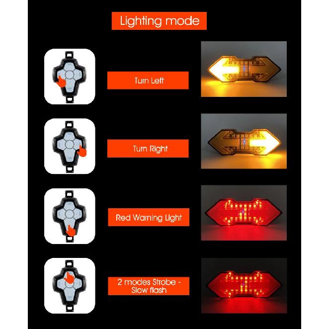 Wireless Remote Turn Signal Bicycle Light MTB Direction Indicator Smart LED Bike Taillight USB Rechargeable Cycling Rear Lamp
