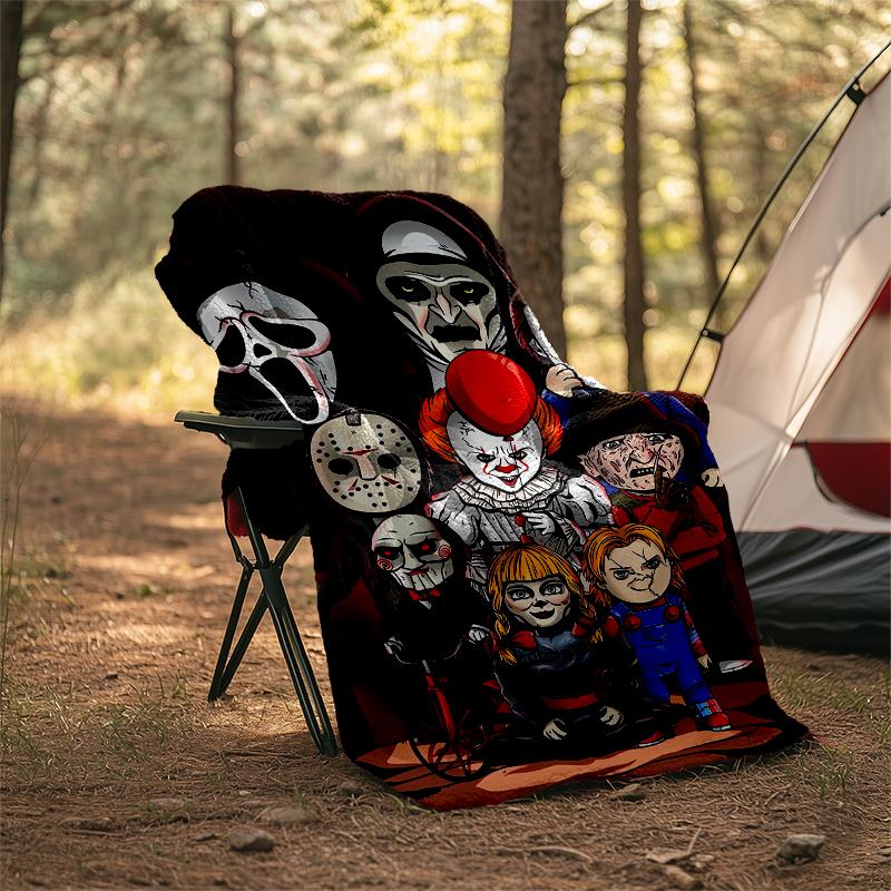 Coperta stampata a tema horror di Halloween - Perfetta per divano, letto, viaggi e uso all'aperto | Lavabile in lavatrice, accogliente e resistente.