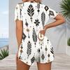 Women Plus Size Paisley Floral Print V Neck Short Sleeve Button Front Short Romper