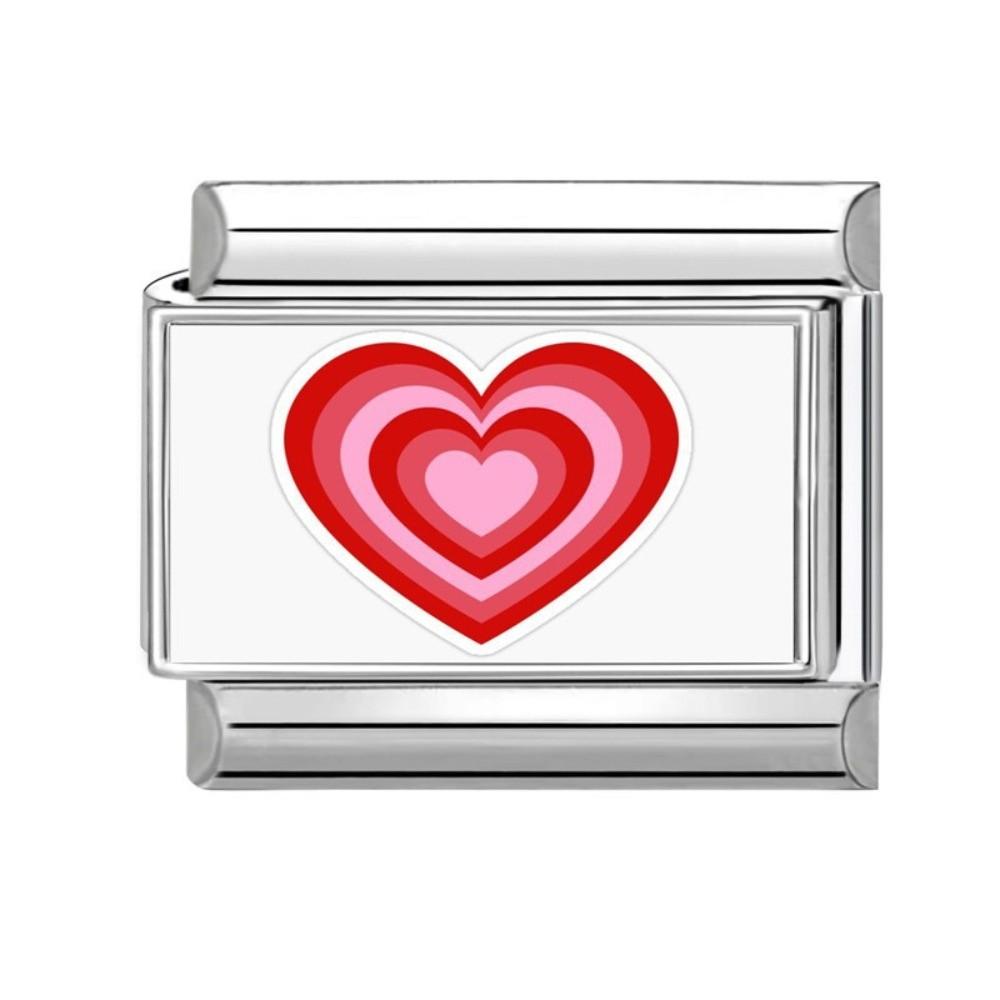 Red Pink Heart Charm Bracelet Colorful Adjustable Charm Bracelet Link Stainless Steel Fit 9mm Bracelet