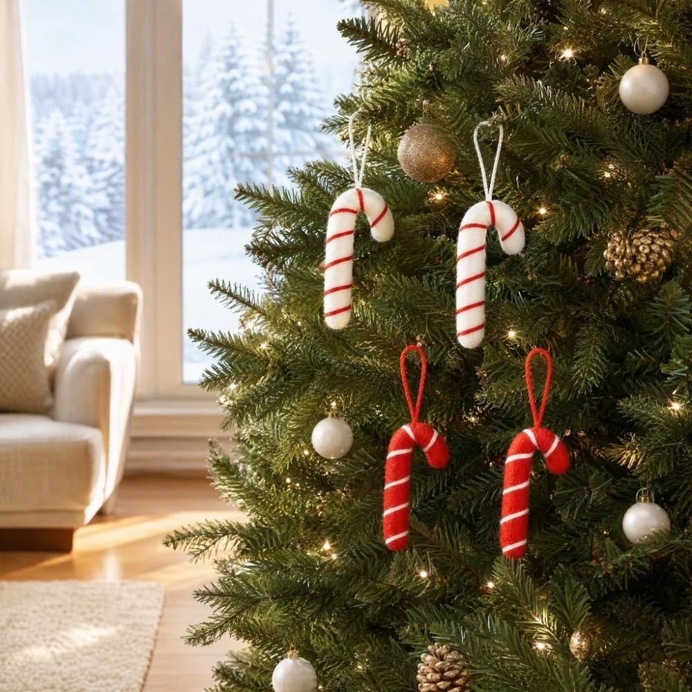 Felt Material Felt Candy Cane Ornament Striped Design Xmas Tree Hanging Candies Home Decoration