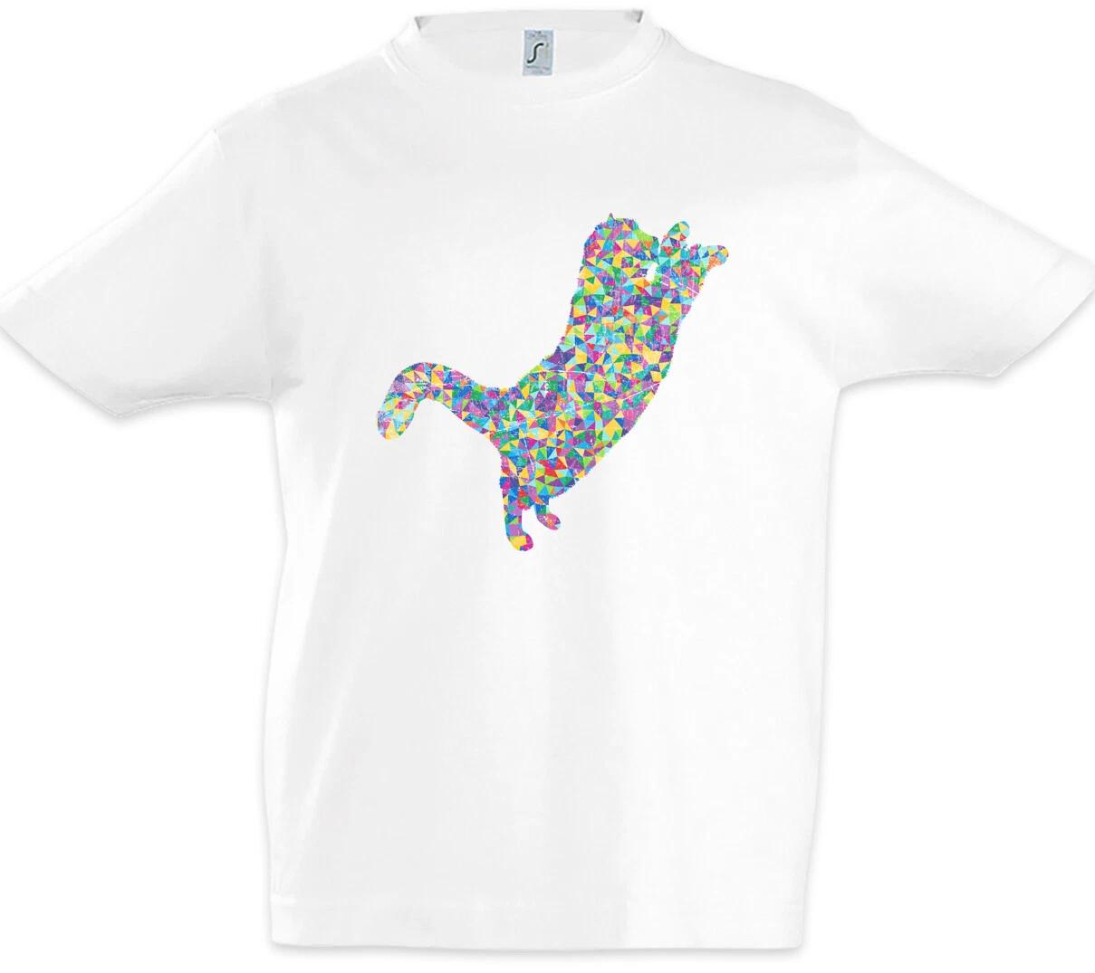 Colored Cat I Boys T-Shirt Toon Comic Look Techno Rave Raver Rainbow Cat- 120