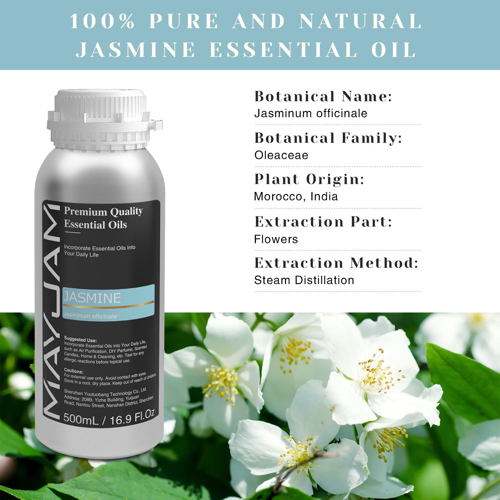 

MAYJAM 500 мл/16,9 жидких унций Чистые натуральные эфирные масла Идеально подходят для ароматерапии, диффузора, ухода за кожей, массажа, дома и уборки, ароматических свечей Jasmine
