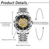 Men's Automatic Skeleton Watch 3ATM Waterproof Luminous Analog Stainless Steel Simple Stylish Casual Business Fashion Accessory - Birthday