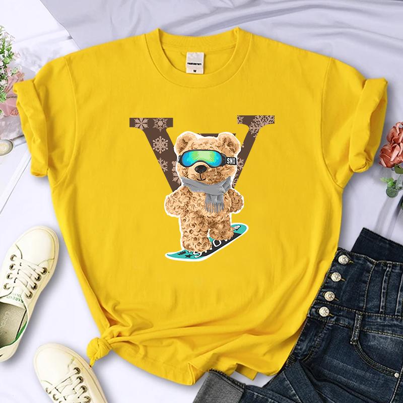 

Милый медведь люксовый бренд для женщин высококачественные летние футболки с принтом футболки из 100% хлопка XXXL