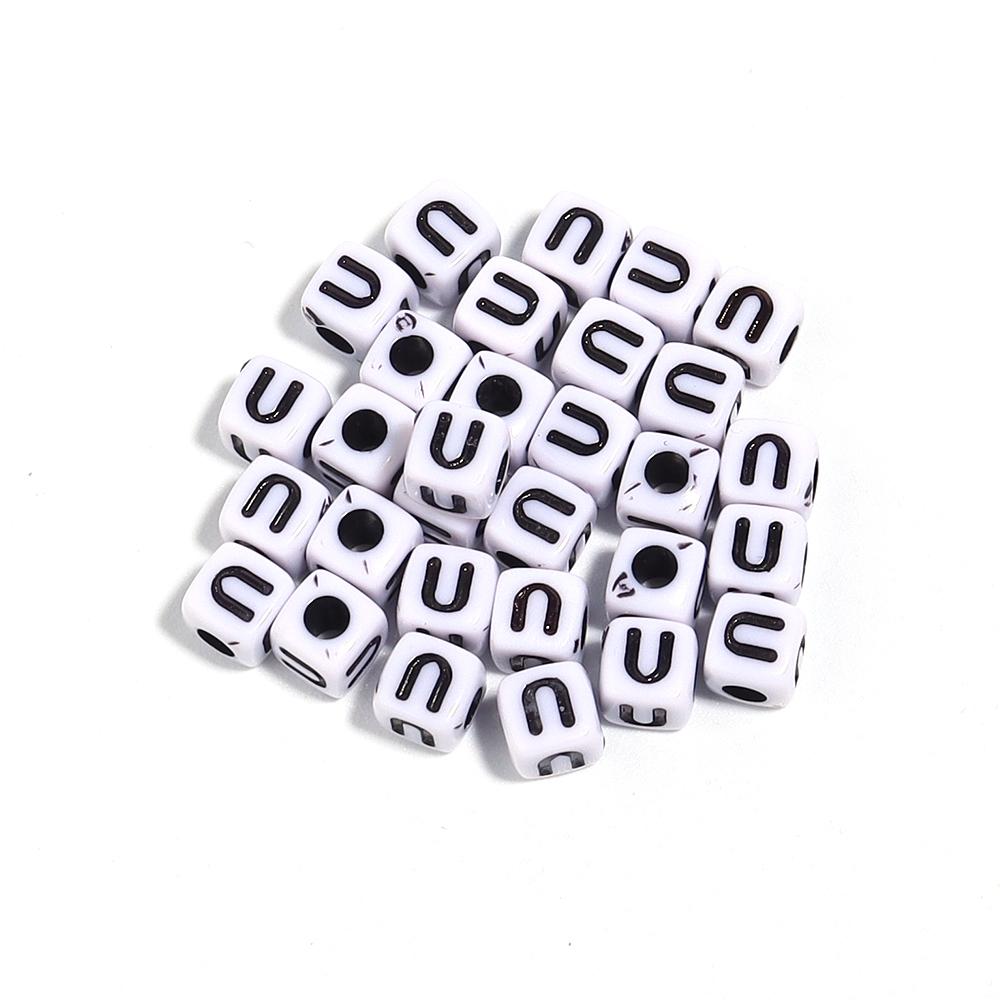 50-100Pcs White Square Acrylic Letter Beads A- Z Cube Loose Spacer Beads Alphabet Beads DIY Bracelet Jewelry Making Accessories
