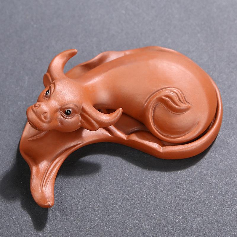 Tea Pet Ornament Niu Zhuan Qiankun Double Cow Buffalo Removable Handicraft Purple Sand Plate Play Road Boutique Tea Set