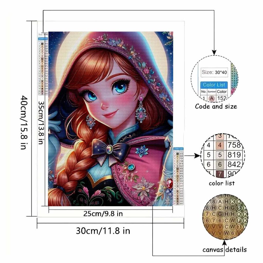 5D Diy Diamond Painting Lovely Princess Anna Full Drill Rhinestones Mosaic Embroidery Handmade Products Home Decor Gift