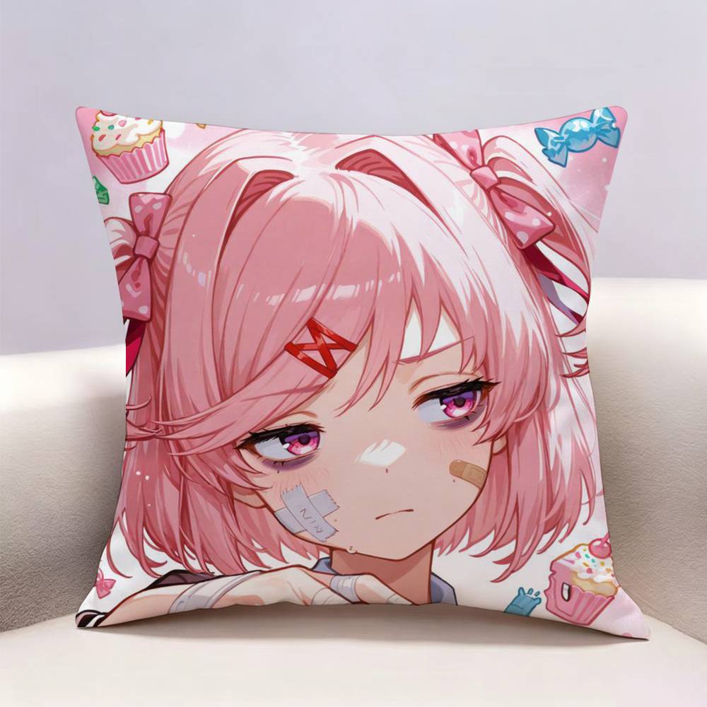 DDLC Natsuki Doublesided print Pillow Case Pattern Printed Pillowcase For Living Room Sofa Cushion Cover