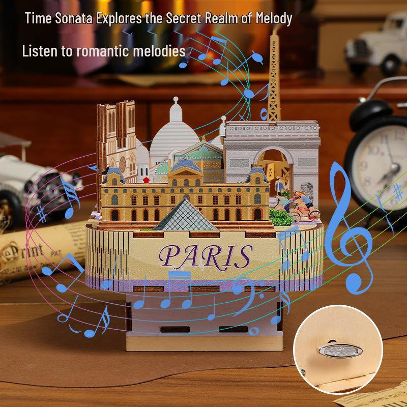 Puzzle Scatola Musicale 3D in Legno di Parigi – Ornamento Romantico e Giocattolo Antistress