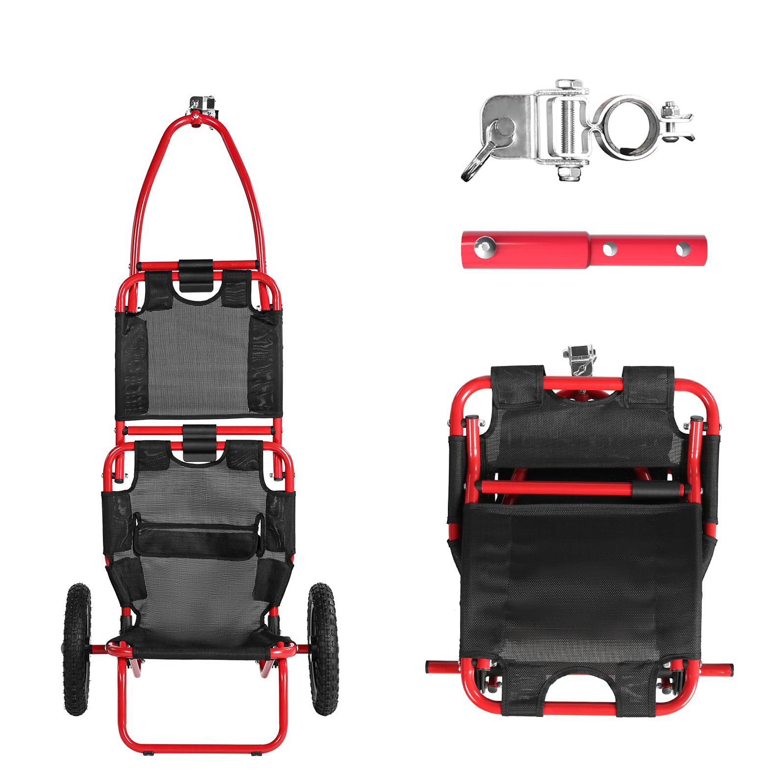 Robuster faltbarer Strandwagen mit Sitzlehne, All-Terrain-Rädern, tragbarer Outdoor-Wagen für Camping, Anglerausrüstung Transport rot