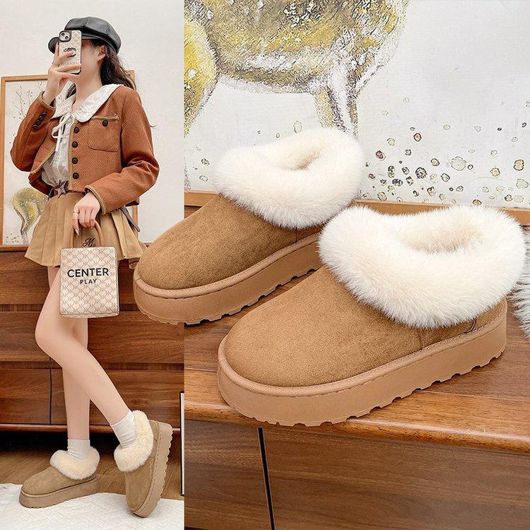 Thick-soled velvet thickened snow boots women's 2025 new winter Sangpo Village warm fluffy shoes Northeast cotton shoes
