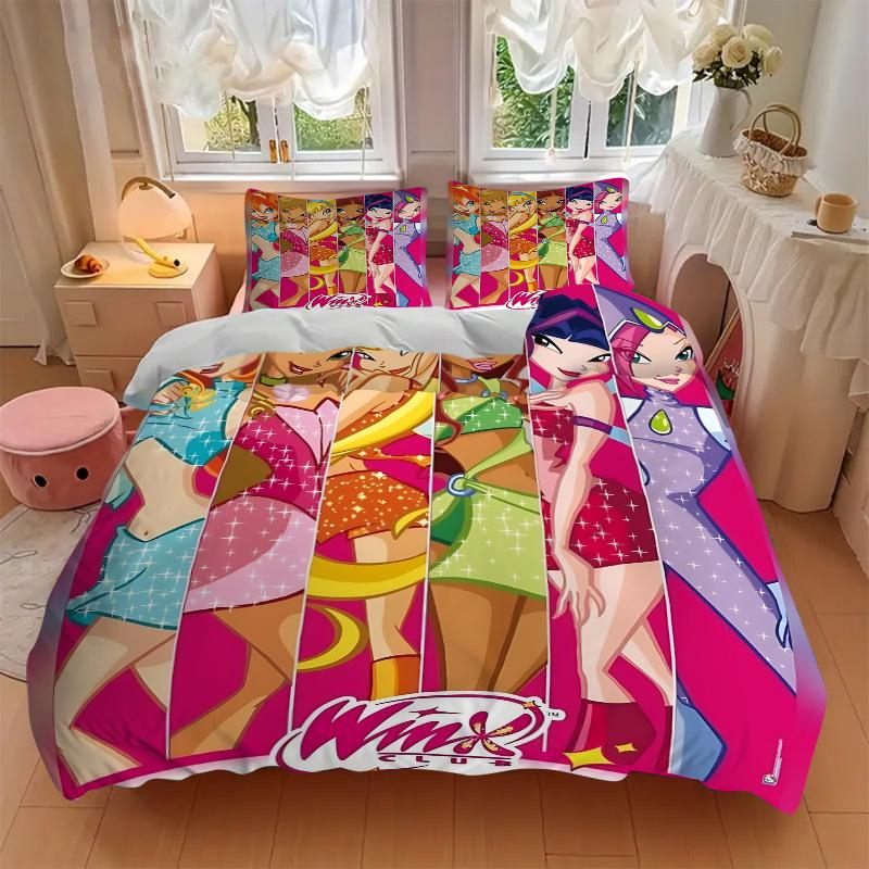 Winx Club Friendship Print 3Pcs Bedding Setduvet Cover With 2 Bedropillowcase Home Birthday Gift