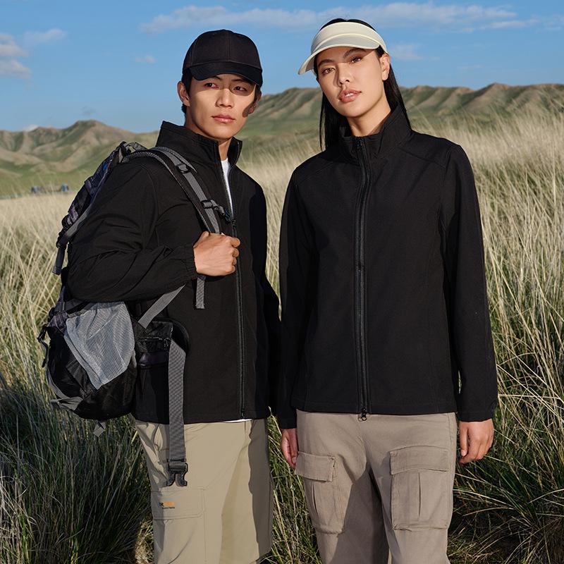 Logo-Printed Stand Collar Jacket: Outdoor Windbreaker for Spring/Autumn, Trendy Chinese Style Workwear for Mountaineering