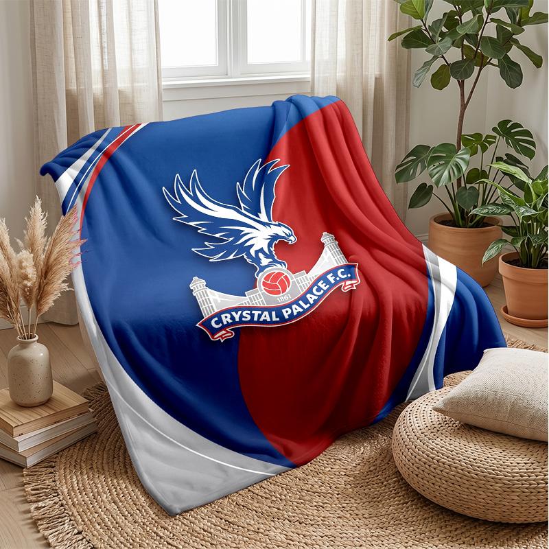 Couverture Flottante en Flanelle Imprimée Football Crystal Palace, Couverture Jetée Douce Chaude Légère pour Canapé Lit Camping