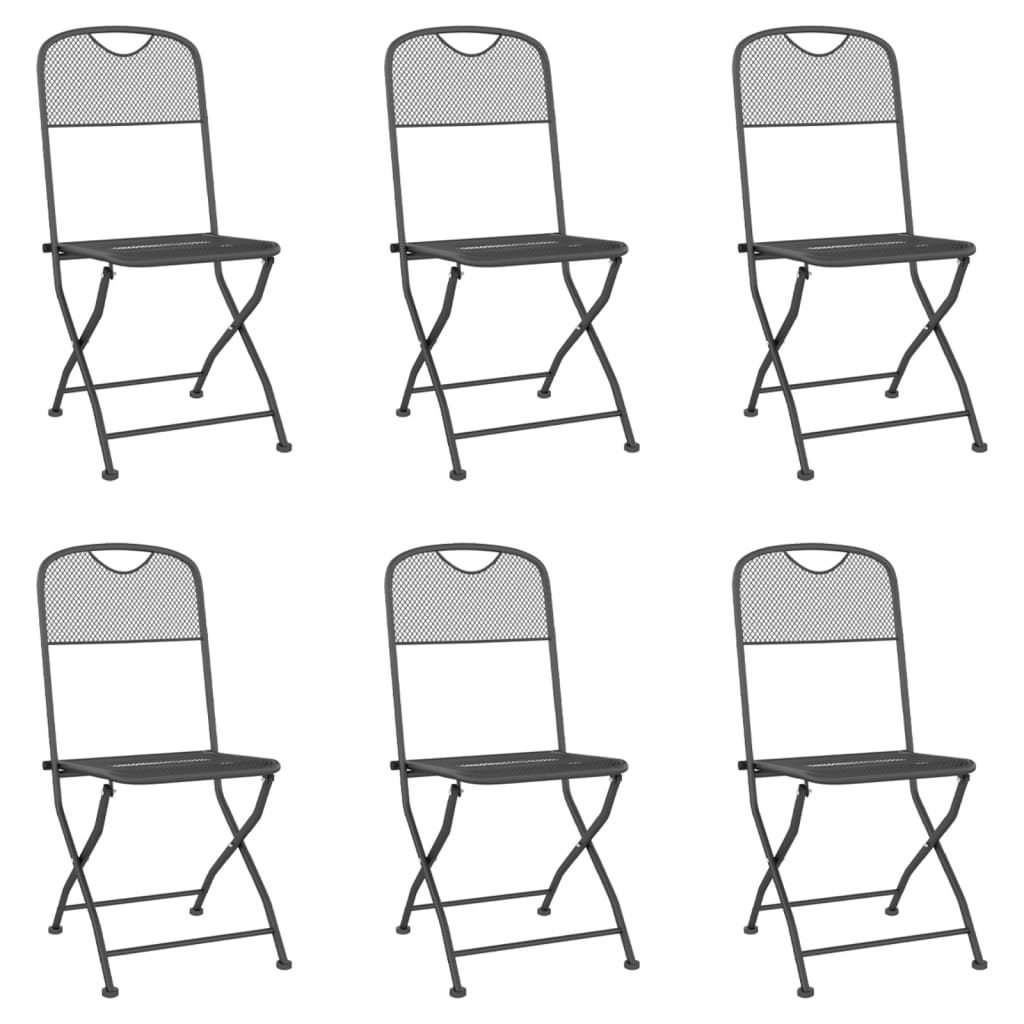 Vidaxl 7-Cz. Garden Furniture Set, Anthracite, Metal Mesh