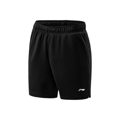 Série Badminton Shorts Casuais Retos de Cintura Média Sólidos Masculinos Pretos AAPR379-6