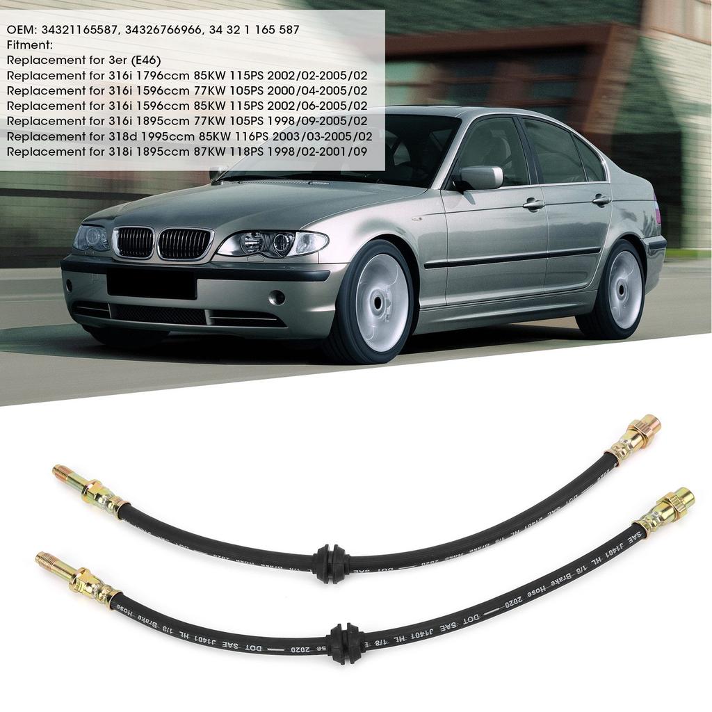 2pcs Car Front Brake Hose 34321165587 Replacement for 316i 1796ccm 85KW 115PS 2002/02‑2005/02