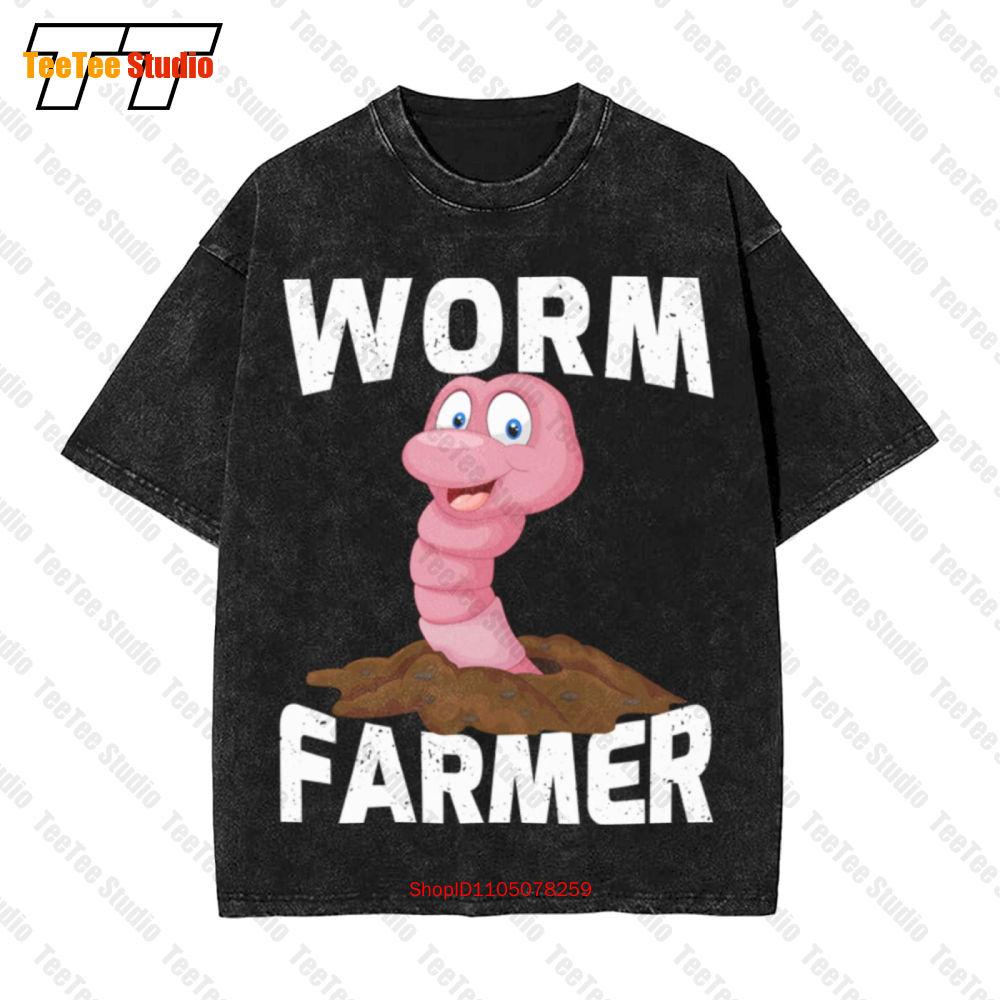 Worm Farming Compost Vermiculture Worm Farmer Vintage Oversized TShirt RXB S