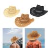 Fashion Summer Straw Cowboy Hat Handmade Weave Straw Hats, Sun Protection for Vacation Festival