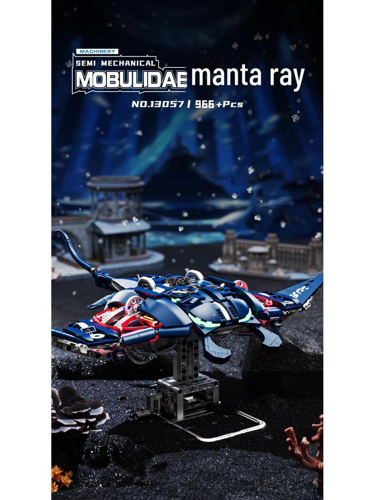 Lego-Compatible Mechanical Parrot, Shark, Whale, and Octopus Assembly Model Toys