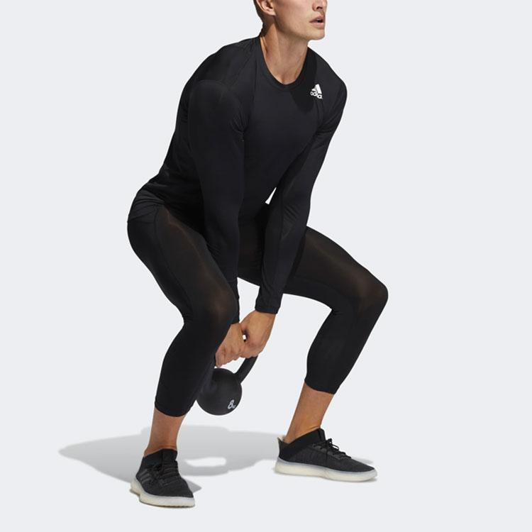 Adidas Long Sleeve Training Running Sports Fitness Top Men Tops Black GM5039