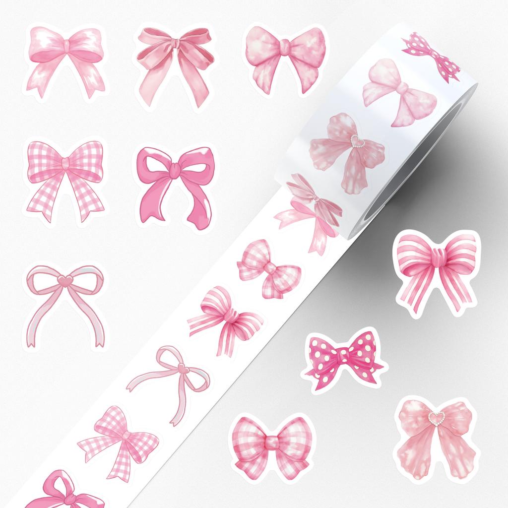 500Pcsroll Pink Bow Roll Sticker Cartoon Fun Graffiti Decal Toy Gift Creative Diy Water Cup Stationery Box Guitar Scrapbook