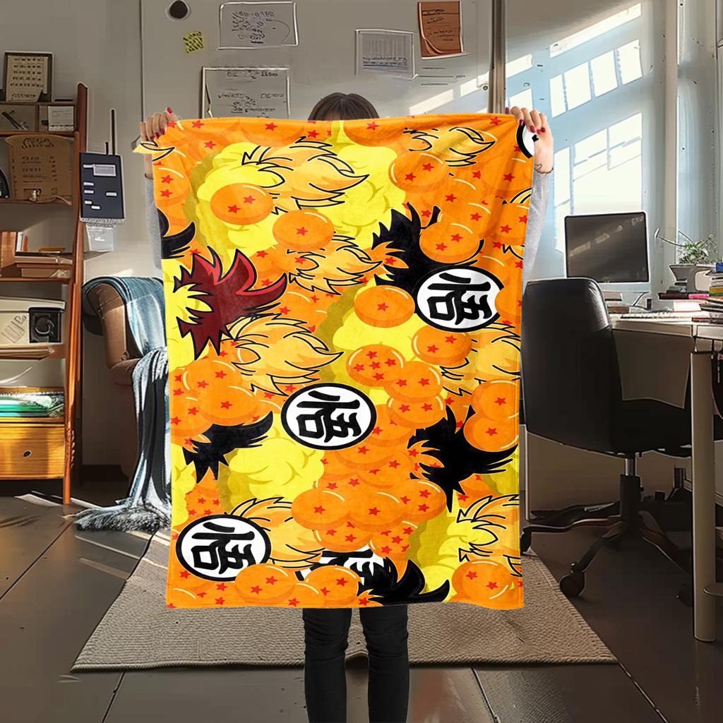 1PC Son Goku Print Flannel Blanket, High Quality All Seasons, Home Decor, Warmth and Comfort, Perfect for Christmas Gifts
