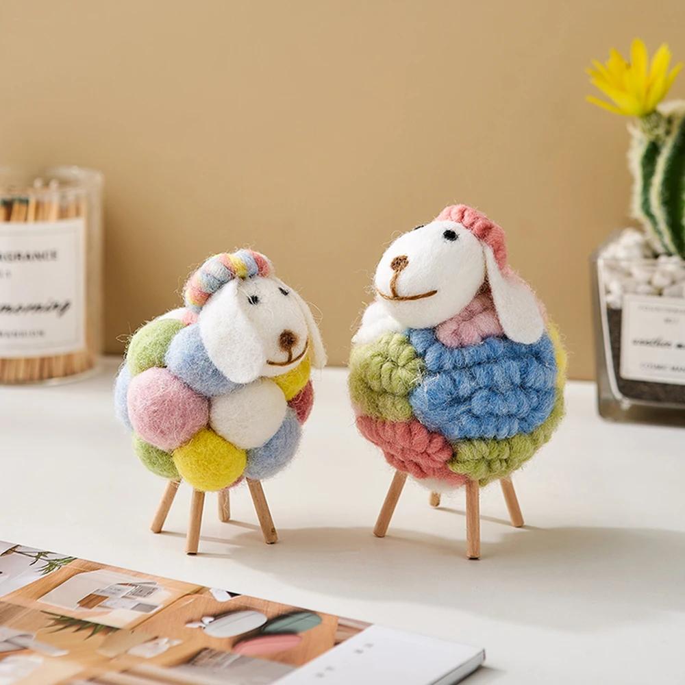Creative Felt Sheep Ornament Kawaii Accessories Modern Home Decor Indoor Figurines Room Decoration Accessories Children's Gifts