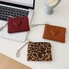 Fashion Leopard Print Coin Purse PU Leather Zipper Card Holder Heart Shaped Mini Card Wallet Travel