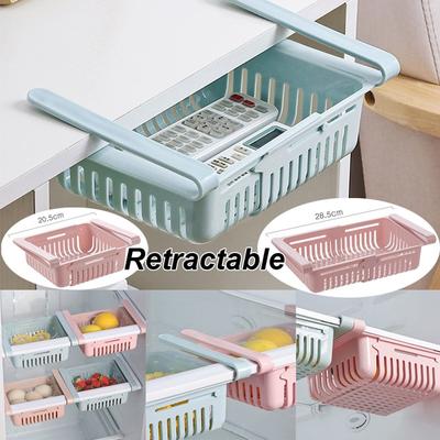 Küchen-Kühlschrank-Schubladen-Organizer, einziehbares Kühlschrank-Trennwand-Lagerregal, Kunststoff-Kühlschrank-Regal-Halter-Box für Gemüse und Obst