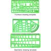 6 Pieces Plastic Measuring Templates Building Formwork Stencils Geometric Drawing Rulers for Office and School, Clear Green