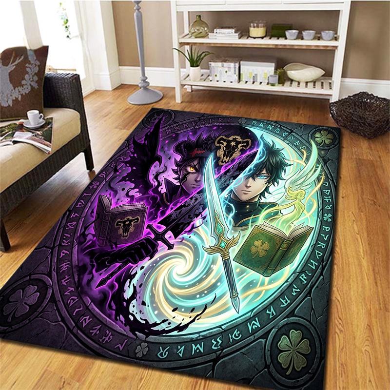 Black Clover Carpet Rug For Living Room Bedroom Home Sofa Decoration Kids Play Nonslip Floor Mat