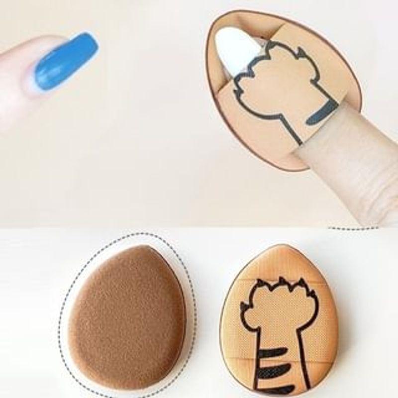 Kochanie - Set of 4: Tiger Mini Finger Powder Puff with Case Coffee